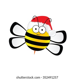 bee sweet with christmas hat red vector in colorful