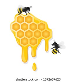 Bee with sweet honey in 3D style. Illustration vector design with Mesh tool.