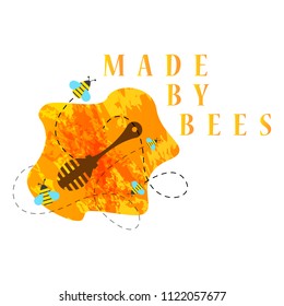 bee and sweet honey, vector image, flat design