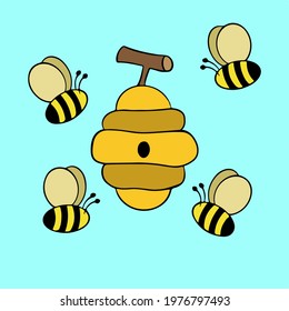 Bee Symbol. Animal Vector Illustration.