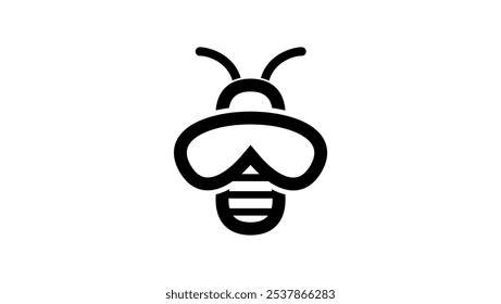 bee symbol, black isolated silhouette