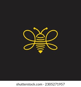 bee symbol thread linear design logo vector 