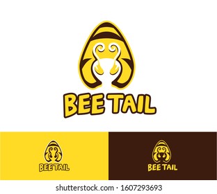 Bee tail cartoon logo, modern design. cartoon animal logo. vector illustration. mascot design