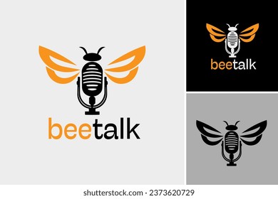 "plantilla de diseño del logo de bee talk podcast " es un activo de diseño moderno y visualmente atractivo que se puede usar para la barra de portada de podcast