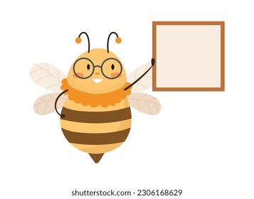 Bee Teacher Points On Board Vector Illustration