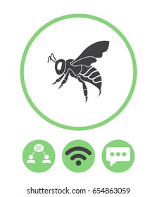 Bee, teamwork, wireless and speech bubble vector icon.