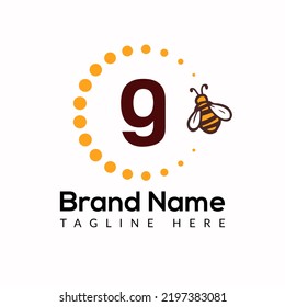 Bee Template On G Letter. Bee and Honey Logo Design Concept