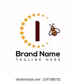 Plantilla De Abejas En Letra L. Concepto de diseño con logotipo de abeja y miel