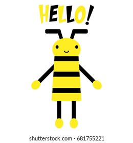 Bee with text HELLO!