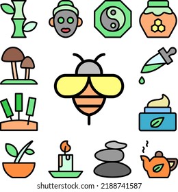 Bee Therapy Alternative Medicine Icon In A Collection With Other Items