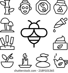 Bee Therapy Alternative Medicine Icon In A Collection With Other Items