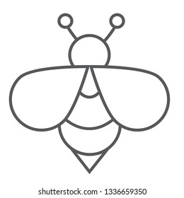 Bee thin line icon, animal and honey, insect sign, vector graphics, a linear pattern on a white background, eps 10.