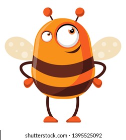 Bee is thinking, illustration, vector on white background.