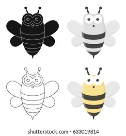Bee in toy style. Bee yellow striped. Rugs transparent in beeIllustration for web and mobile design.