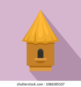 Bee tree house icon. Flat illustration of bee tree house vector icon for web design