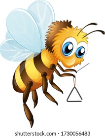 Bee with triangle musical instrument illustration