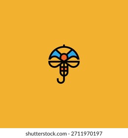 Diseño de logotipo abstracto del paraguas de la abeja.