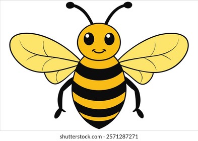 Bee Vector Art illustration. Bee Silhouette. Colorful bee icon. Black and white Bees. Cartoon bee icon set. flying on a dotted route isolated on the white