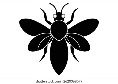 Bee Vector Art illustration. Bee Silhouette. Colorful bee icon. Black and white Bees. Cartoon bee icon set. flying on a dotted route isolated on the white  background