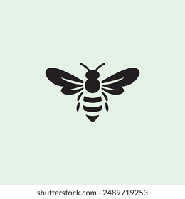 Bee vector art on silhouette, Flat Bee vector