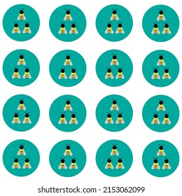 Bee vector background in circles, color yellow and blue flat style