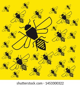 Bee vector background ( collection of different sized bees )