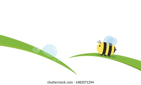 Bee vector. bee cartoon. character design. Bee on the leaf.