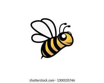 Bee vector cartoon character happy and fly for the logo design a honeybee insect