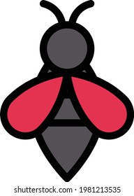 bee vector color line icon