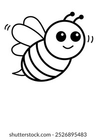 bee vector design with black line art drawing. suitable for children's coloring books, symbols, icons