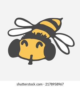 Bee vector. Gray and whole color. On an isolated background. Botanical object. Vector printing of fabrics and polygraphy products