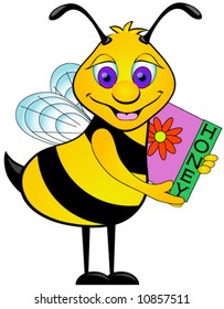 Bee Vector with honey book.
