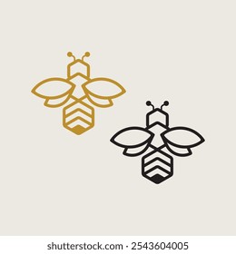 Icono de Vector de abeja, logotipo de símbolo de abeja, Vector de abeja de insecto decorativo, Vector de icono de hexágono de abeja de miel.