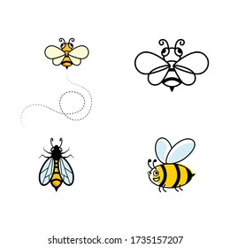 Bee vector icon illustration design template