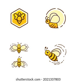 Bee vector icon illustration design template