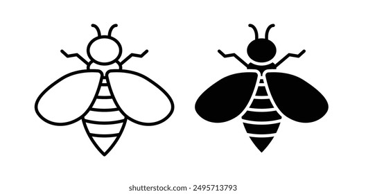 Bee vector icon set in black color.