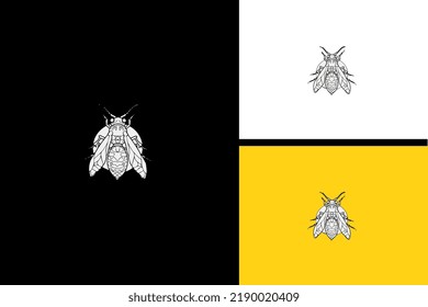 bee vector illustration black and white