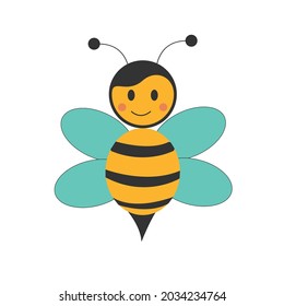 Bee vector Illustration black yellow and blue color 