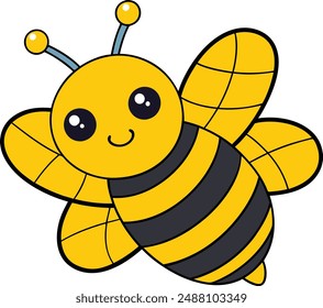 a bee vector illustration, cartoon, clipart and line art design