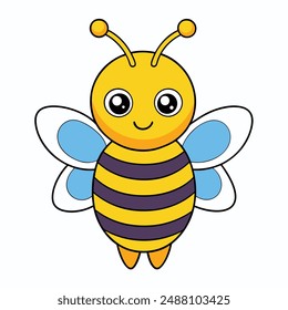 a bee vector illustration, cartoon, clipart and line art design