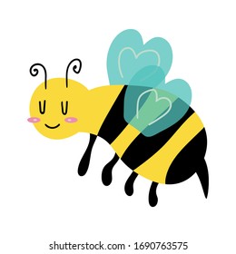 Bee. Vector illustration cartoon flat icon isolated on white. can be used for: Print, banner, label, poster, sticker, logo.