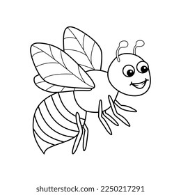 Ilustración vectorial de abeja. Abeja amarilla de dibujos animados. La mano de abeja se aísla.