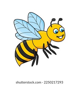 Ilustración vectorial de abeja. Abeja amarilla de dibujos animados. La mano de abeja se aísla.