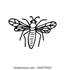 Bee vector illustration. Doodle style. Design, print, decor, textile, paper