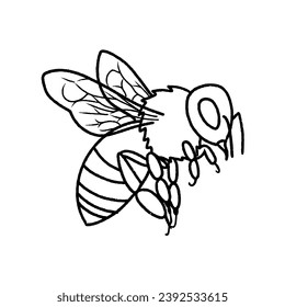 Bee vector illustration great for children's coloring books, design decorations and other designs. cute baby bees, suitable for children's books. Good for educating children about animals and nature.