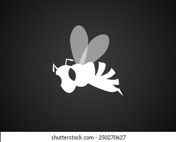 Bee vector illustration, icon, logo. White.