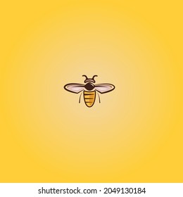 Bienenvektorgrafik. Maskottdesign. Logo-Konzept. einzeln auf gelbem Hintergrund.