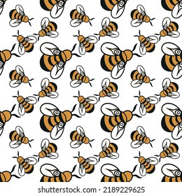 Bee Vector illustration. Seamless patterns. Fun shapes. 