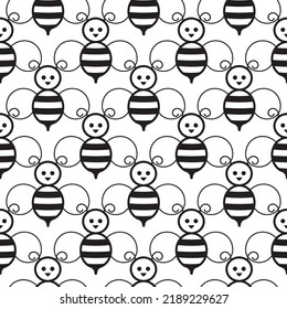 Bee Vector illustration. Seamless patterns. Fun shapes. 