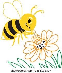 Bee vector illustration silhouette white background